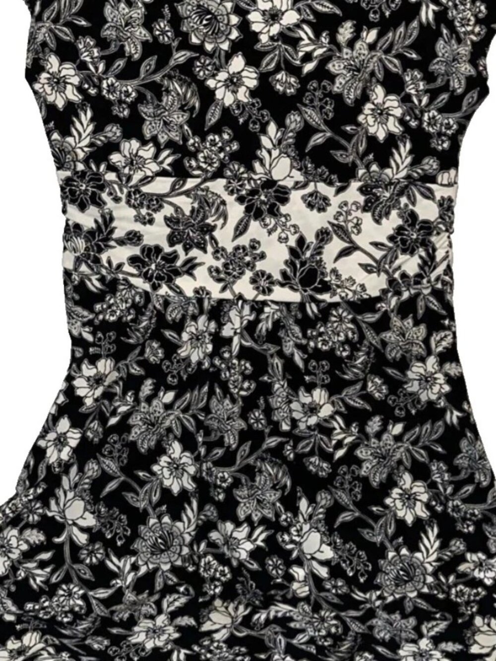 Lands End Women's Dress Black‎ White Floral Print Sleeveless Fit & Flare Size M - Picture 5 of 8